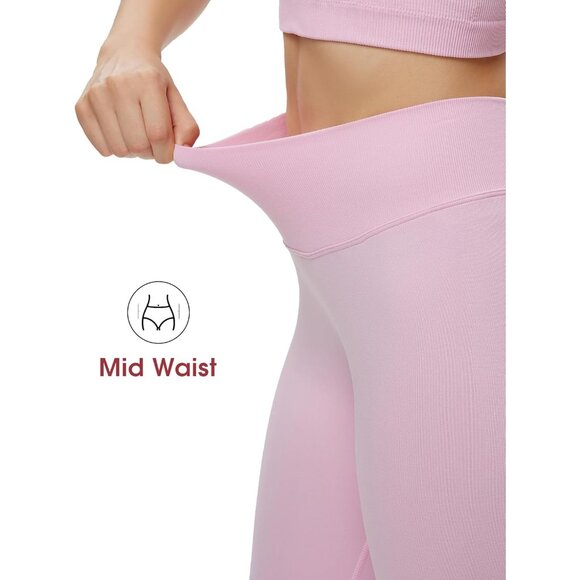 Women's Mid Waist Seamless Scrunch Butt Squat Proof Leggings - Picture 3 of 6